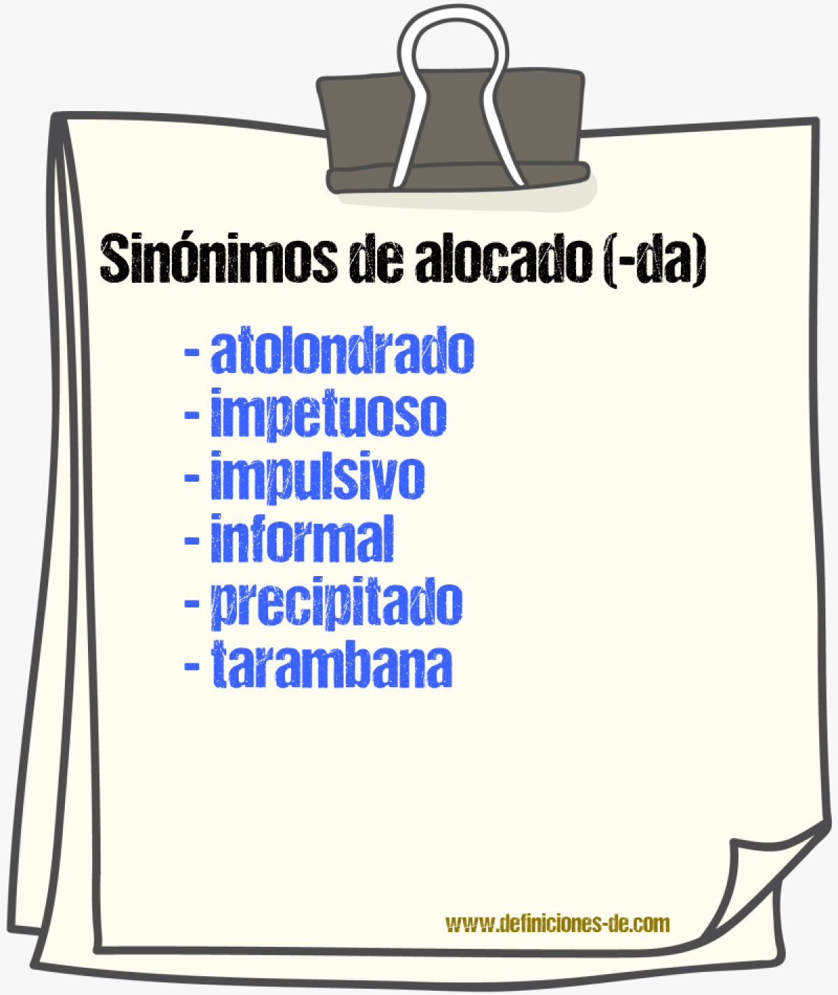 Sinnimos de alocado