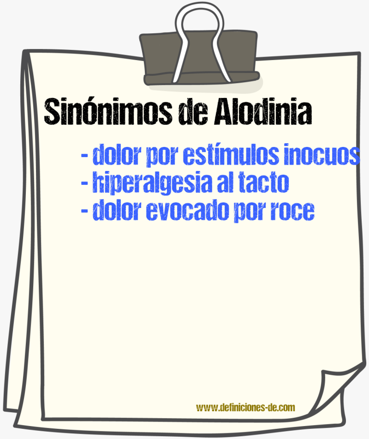 Sinónimos de alodinia
