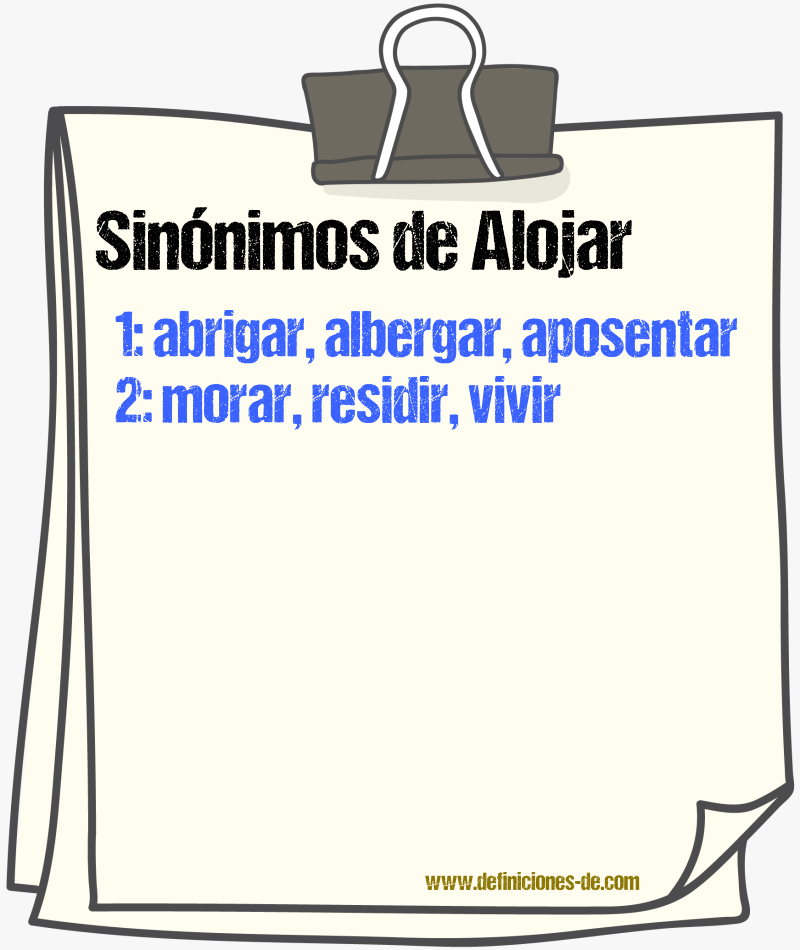 Sinnimos de alojar