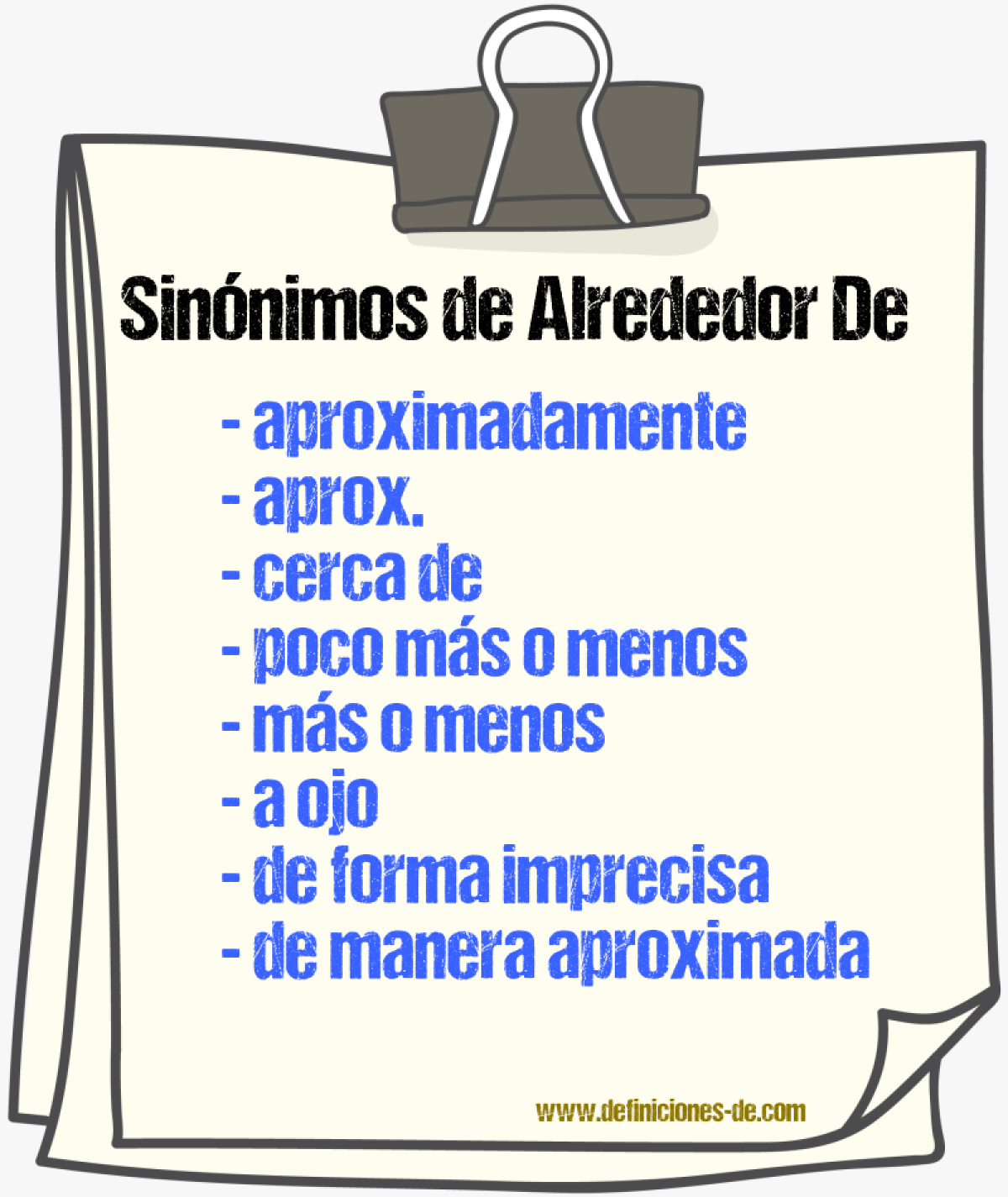 Sinónimos de alrededor de
