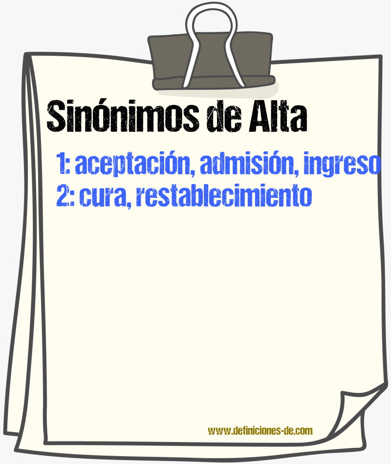 Sinnimos de alta