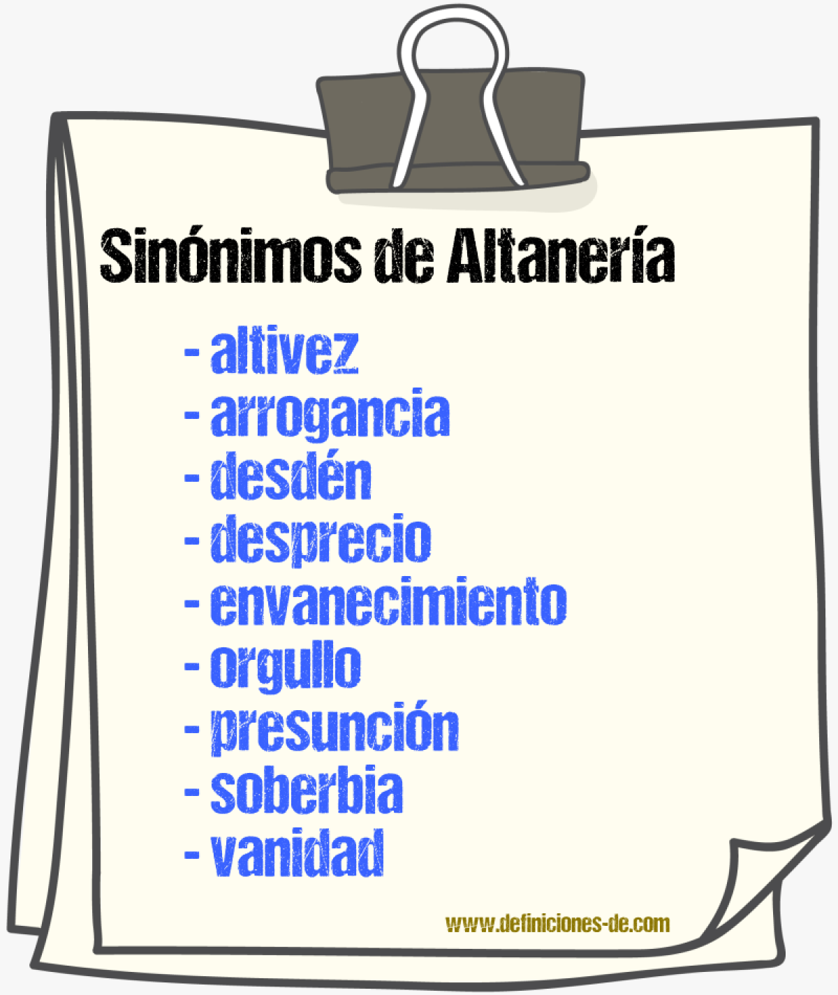 Sinnimos de altanera