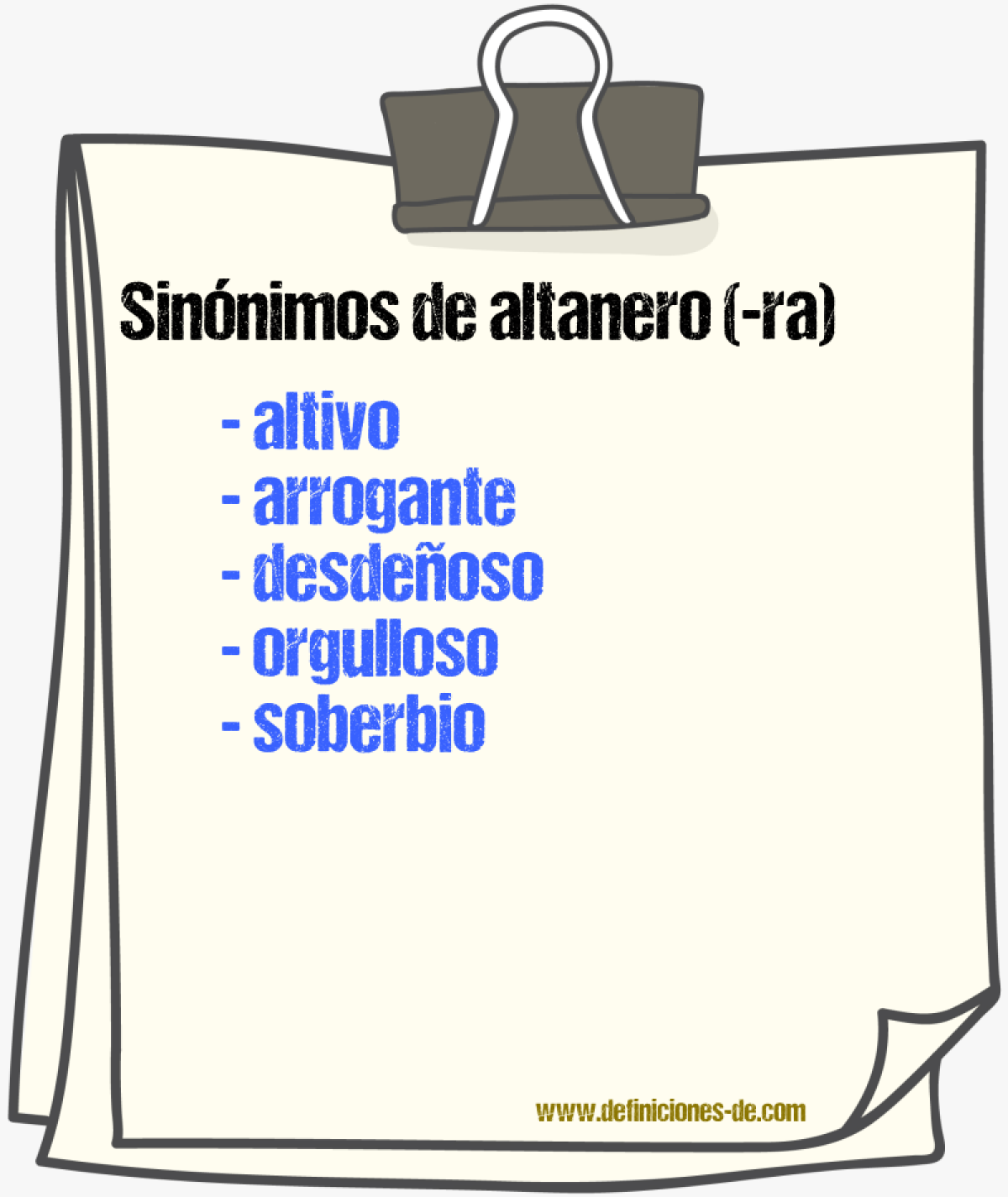 Sinnimos de altanero