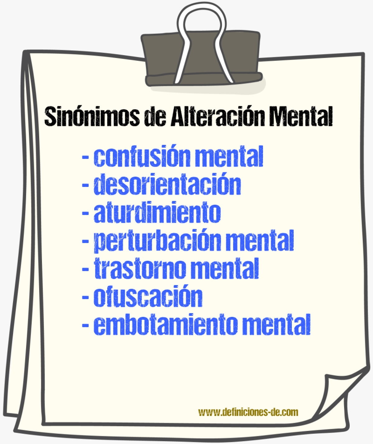 Sinónimos de alteración mental