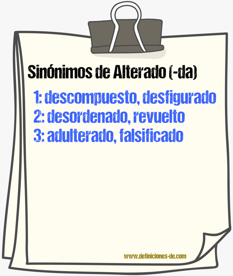 Sinnimos de alterado