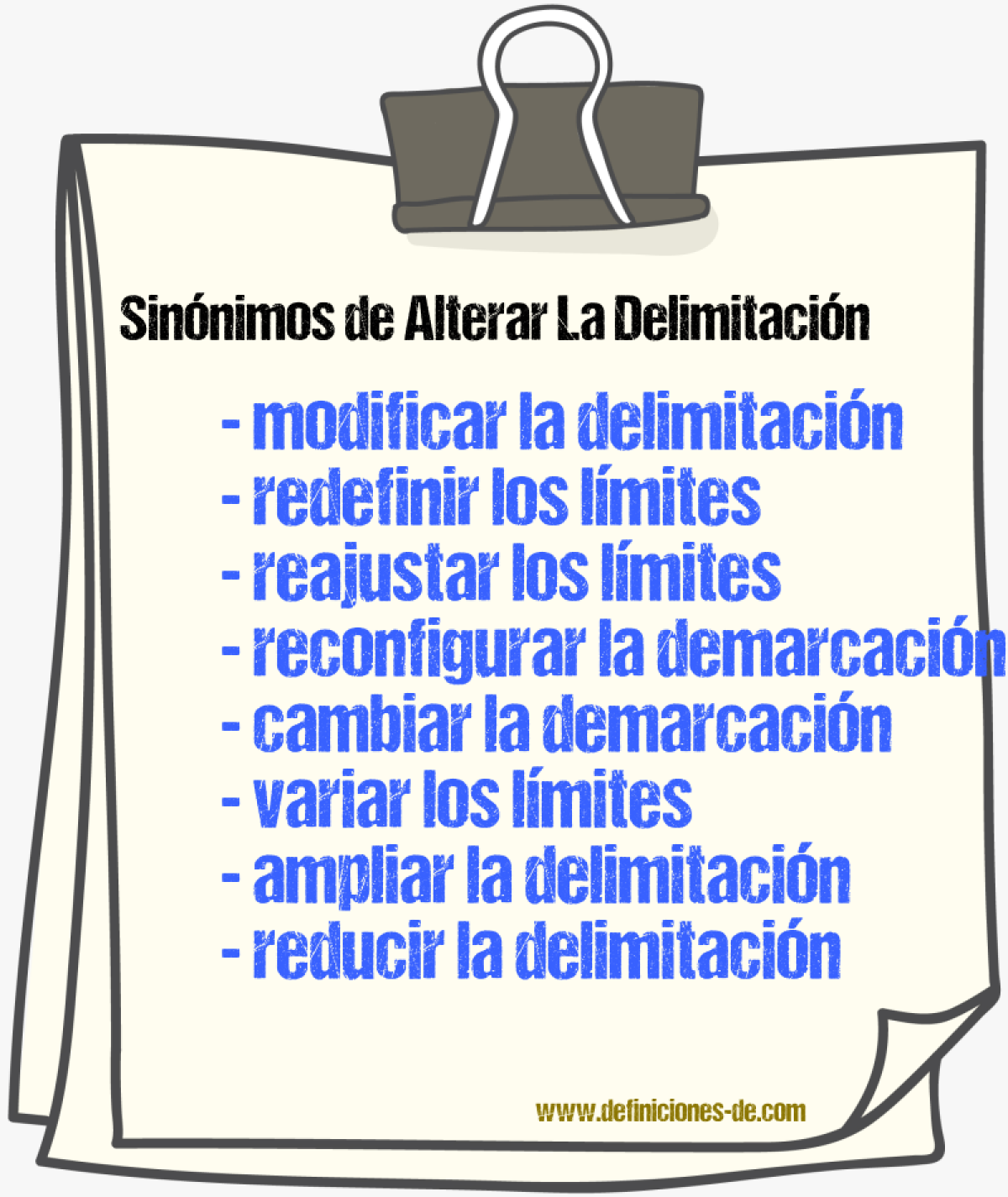Sinónimos de alterar la delimitación