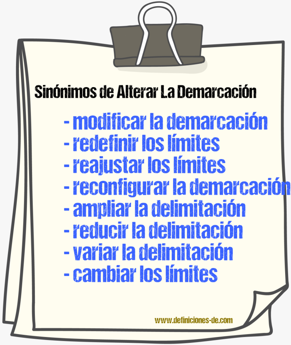 Sinónimos de alterar la demarcación