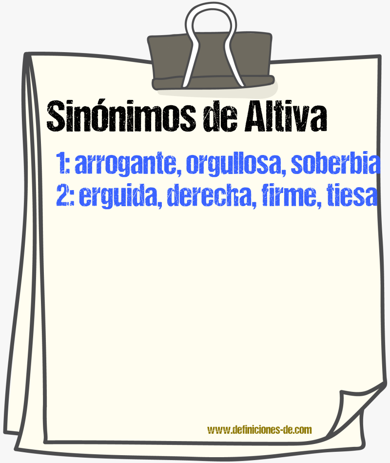 Sinónimos de altiva
