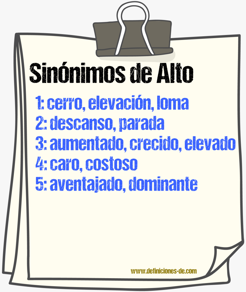 Sinnimos de alto