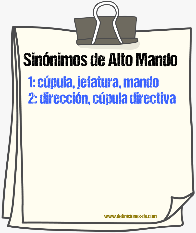 Sinónimos de alto mando