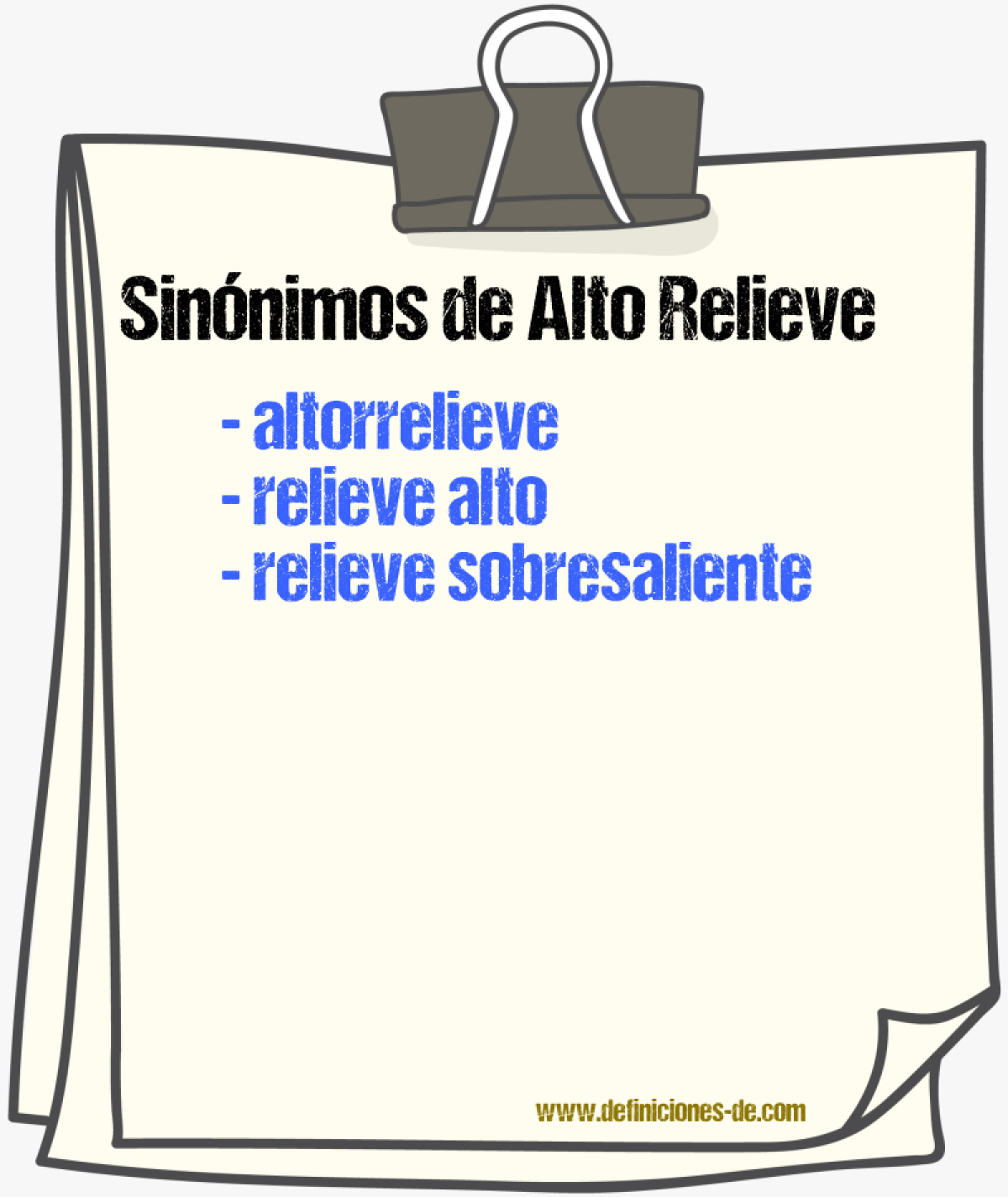 Sinónimos de alto relieve