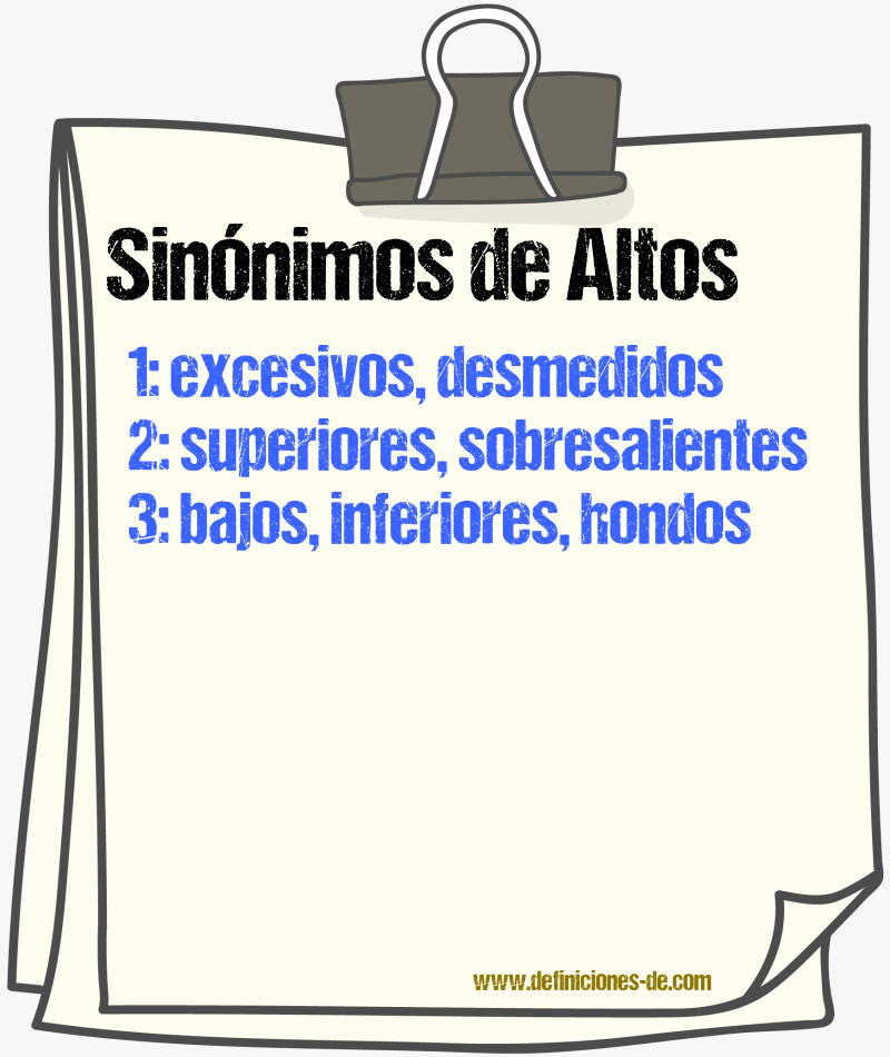 Sinónimos de altos