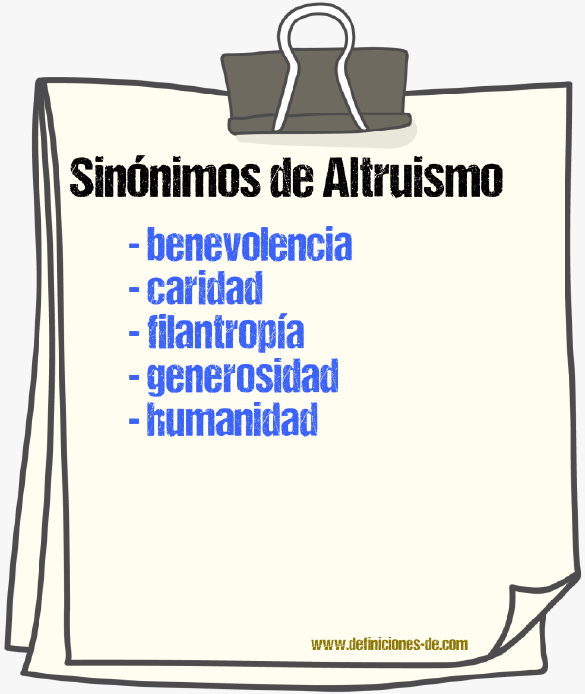 Sinnimos de altruismo