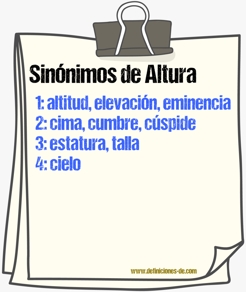 Sinnimos de altura