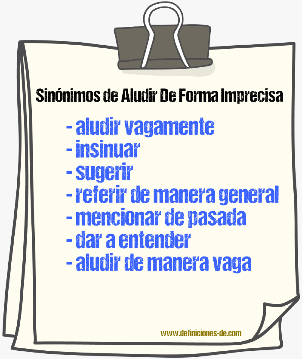 Sinónimos de aludir de forma imprecisa