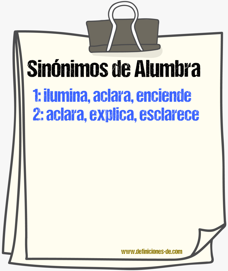 Sinónimos de alumbra
