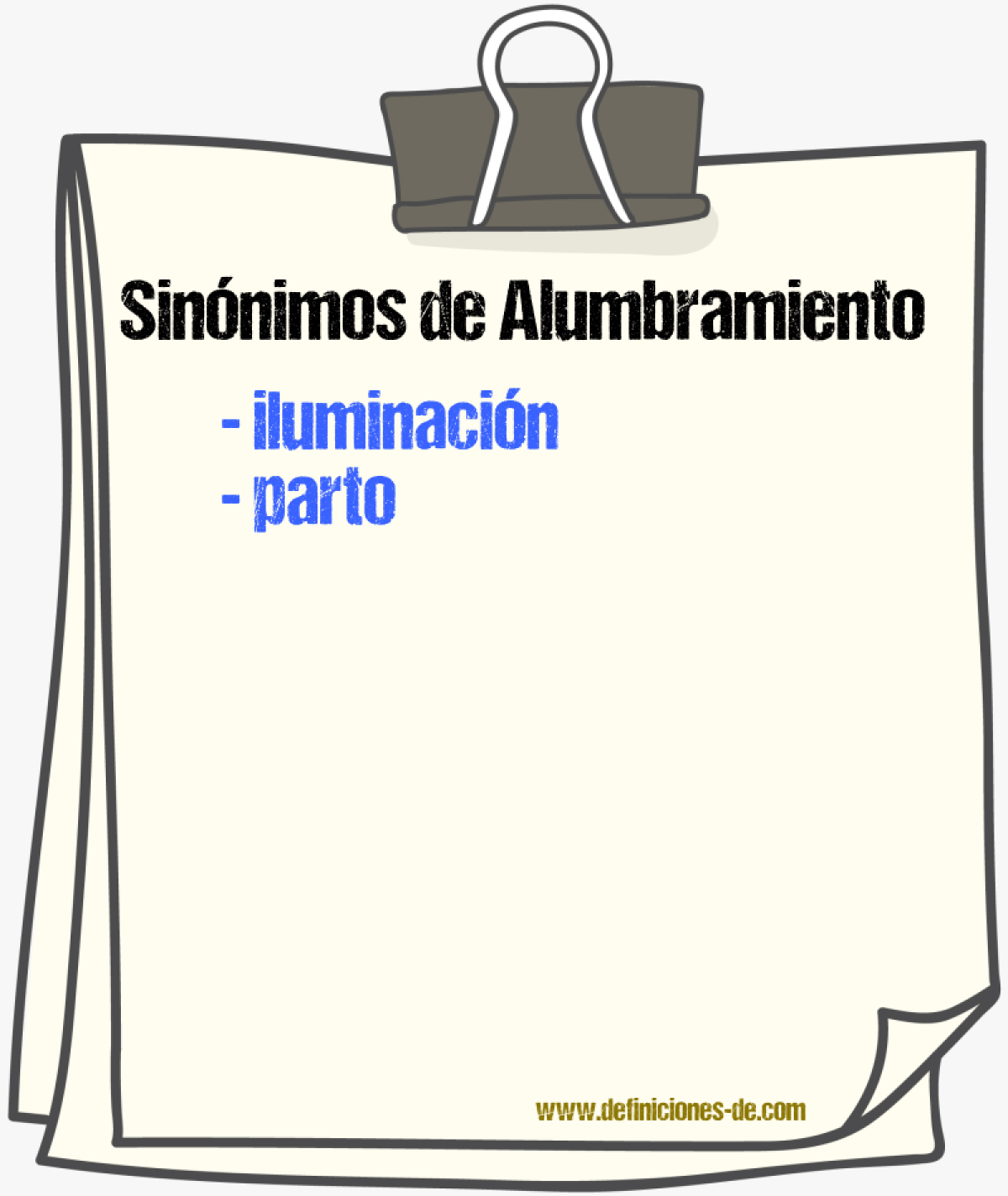 Sinnimos de alumbramiento