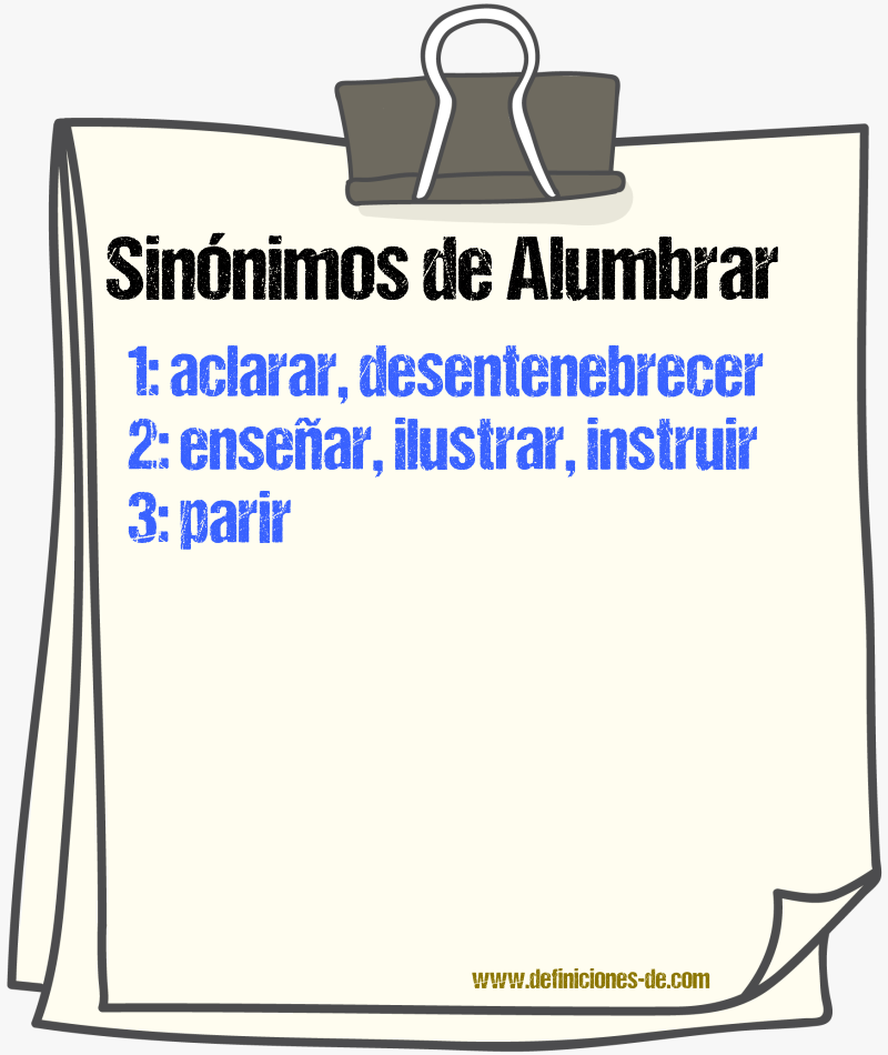 Sinnimos de alumbrar