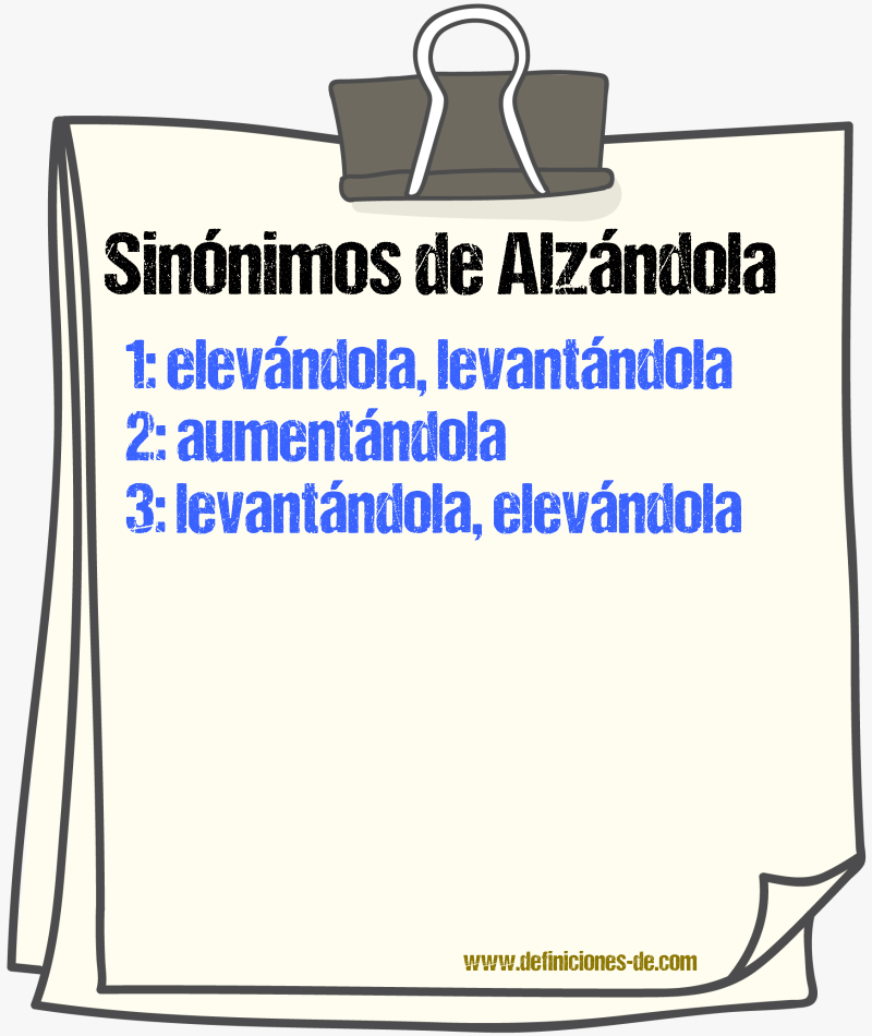 Sinónimos de alzándola