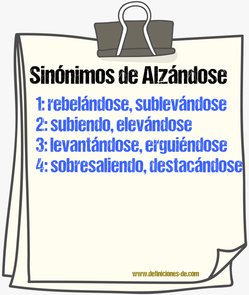 Sinónimos de alzándose
