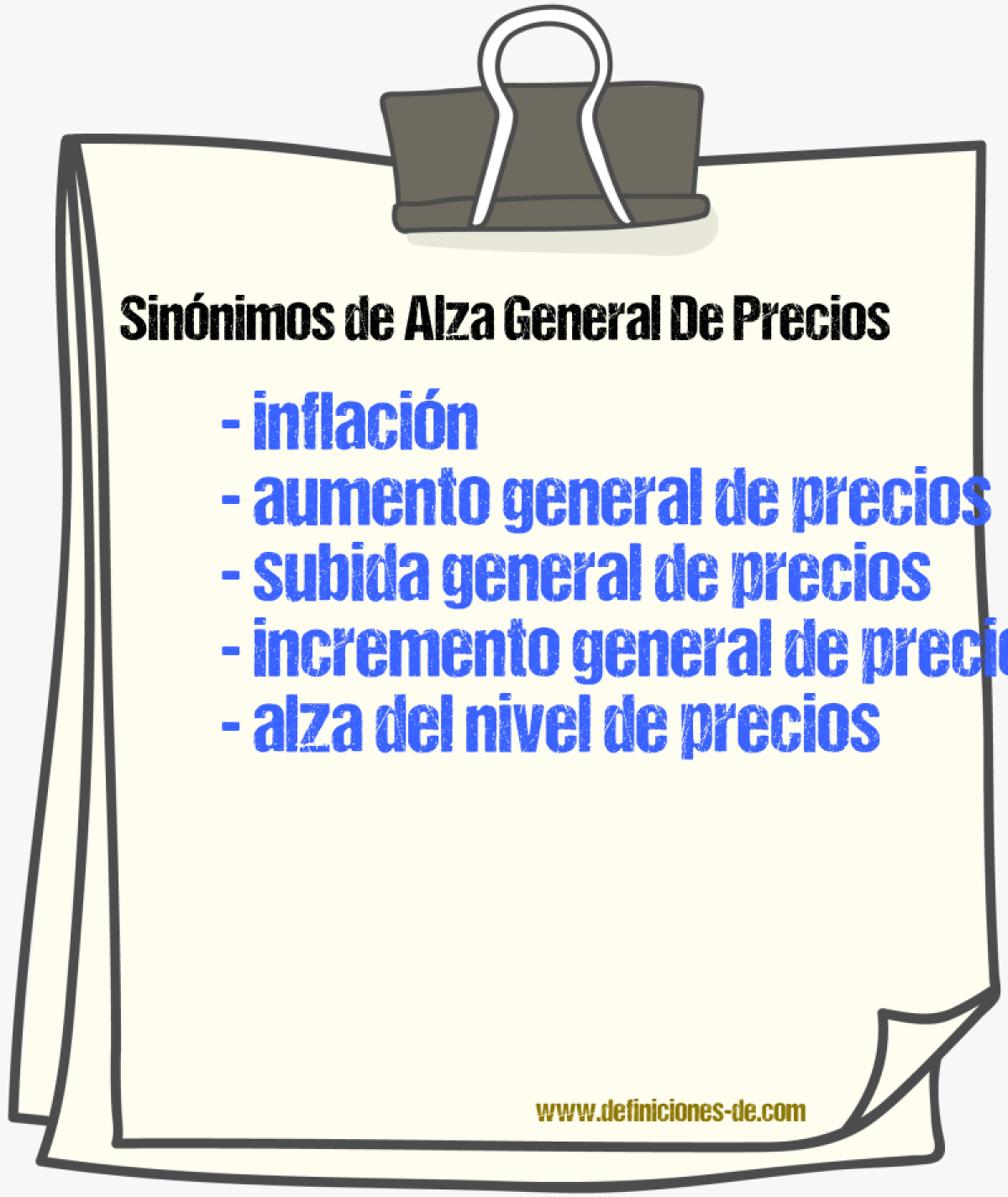 Sinónimos de alza general de precios