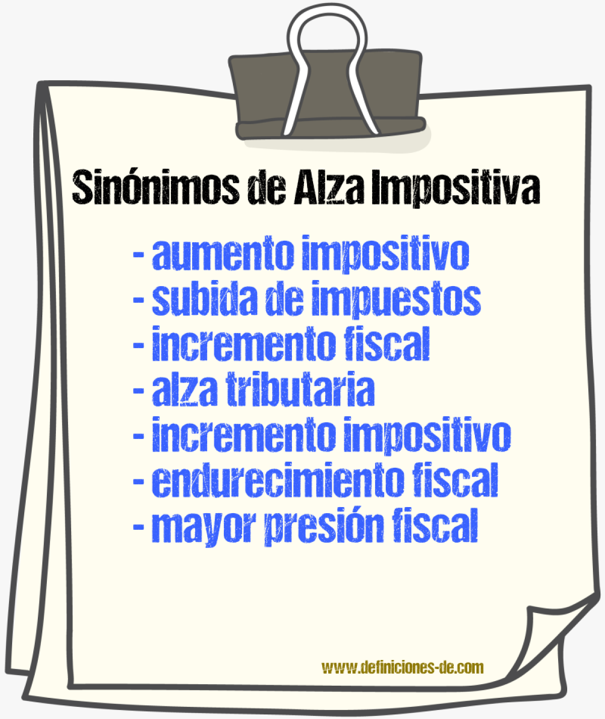 Sinónimos de alza impositiva