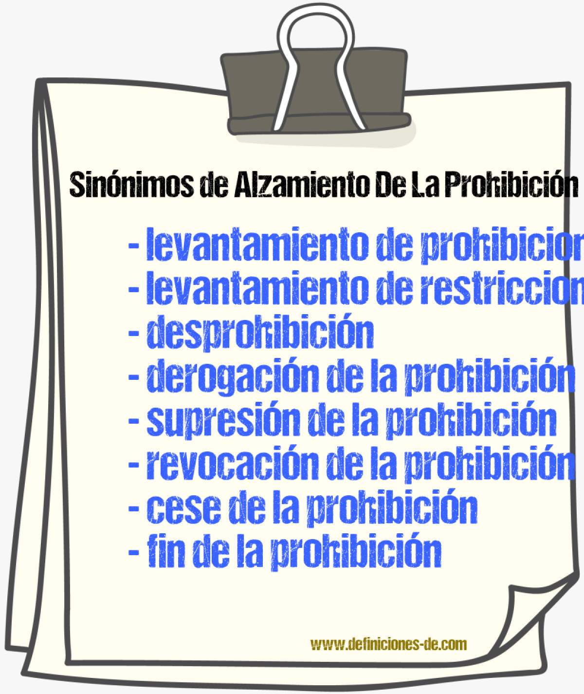 Sinónimos de alzamiento de la prohibición