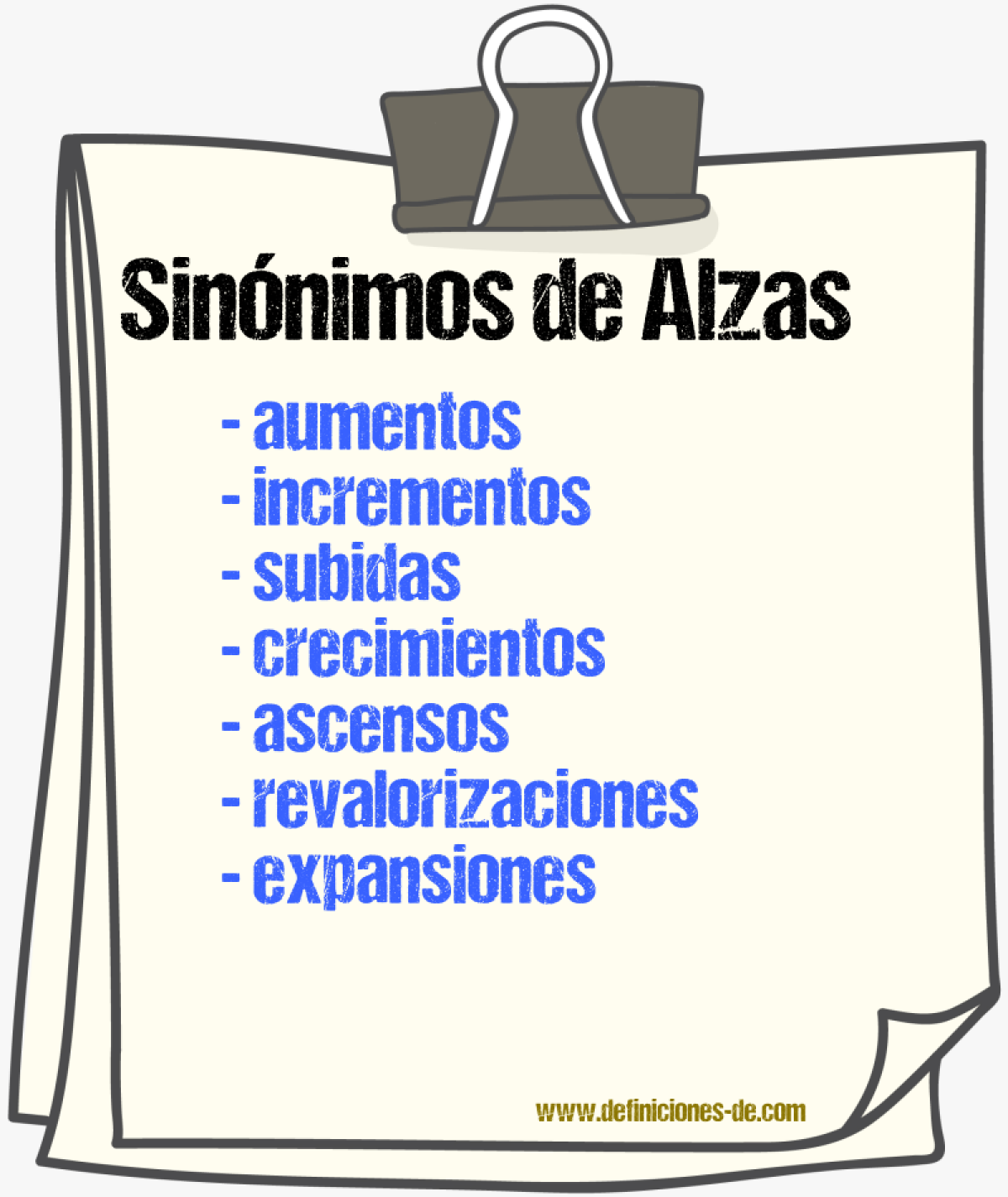 Sinónimos de alzas