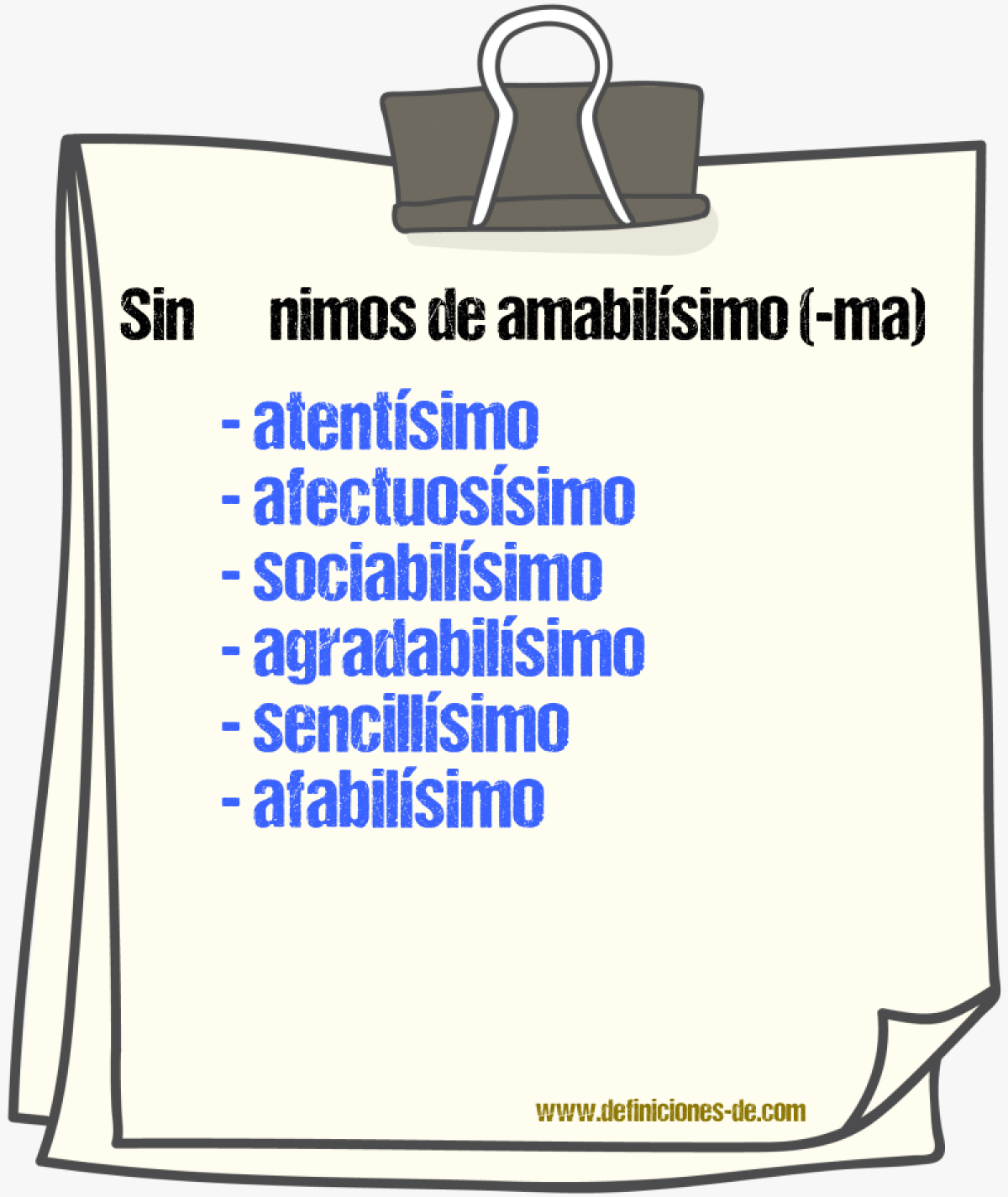 Sinnimos de amabilsimo