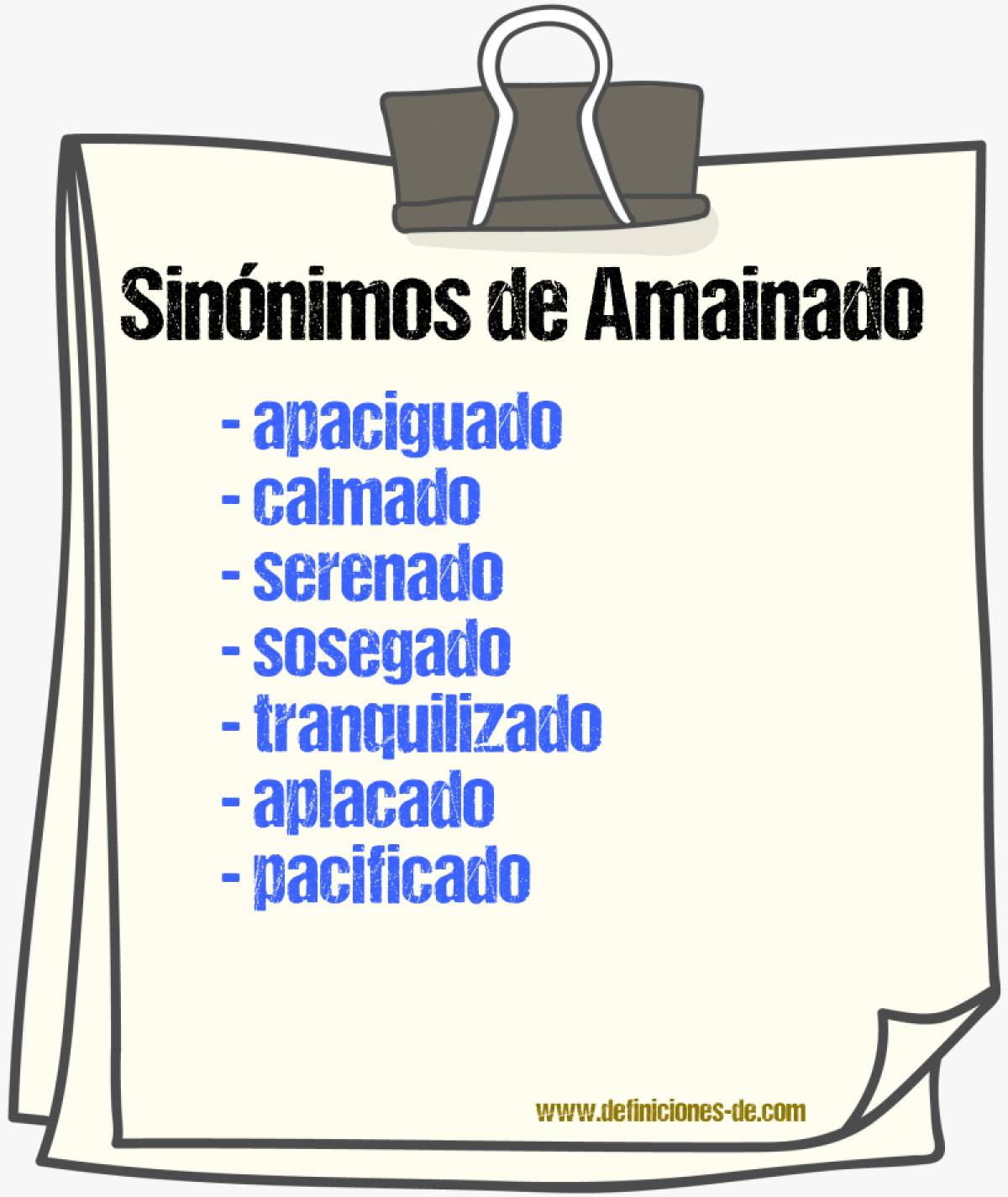 Sinónimos de amainado