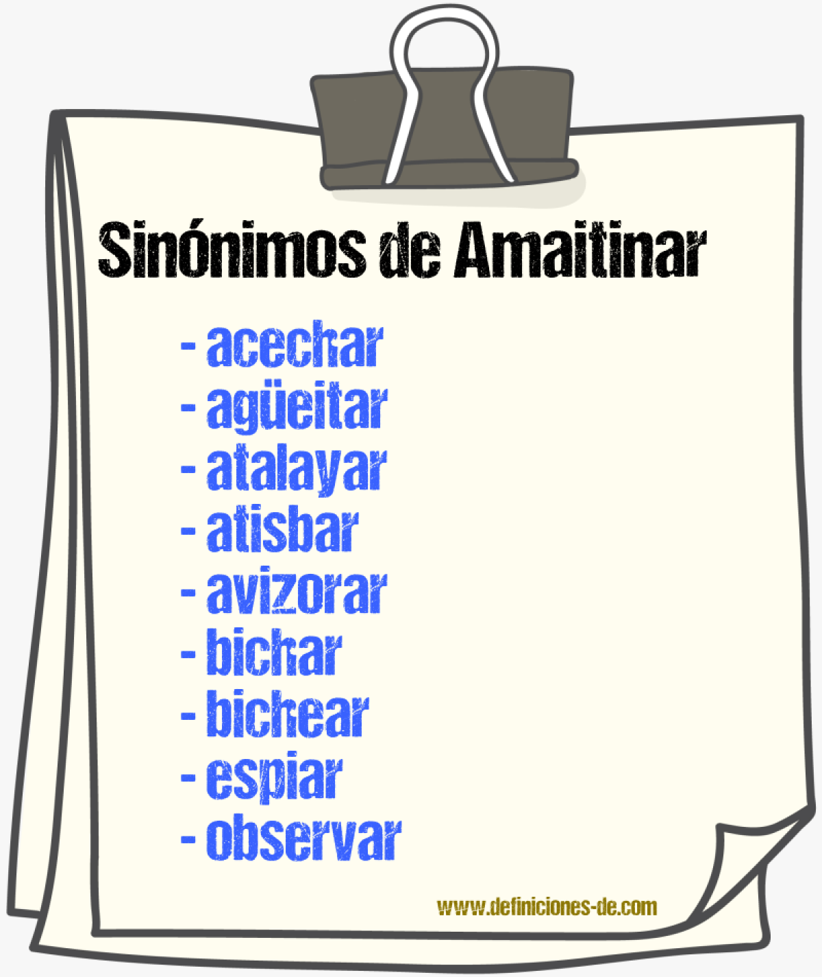 Sinnimos de amaitinar