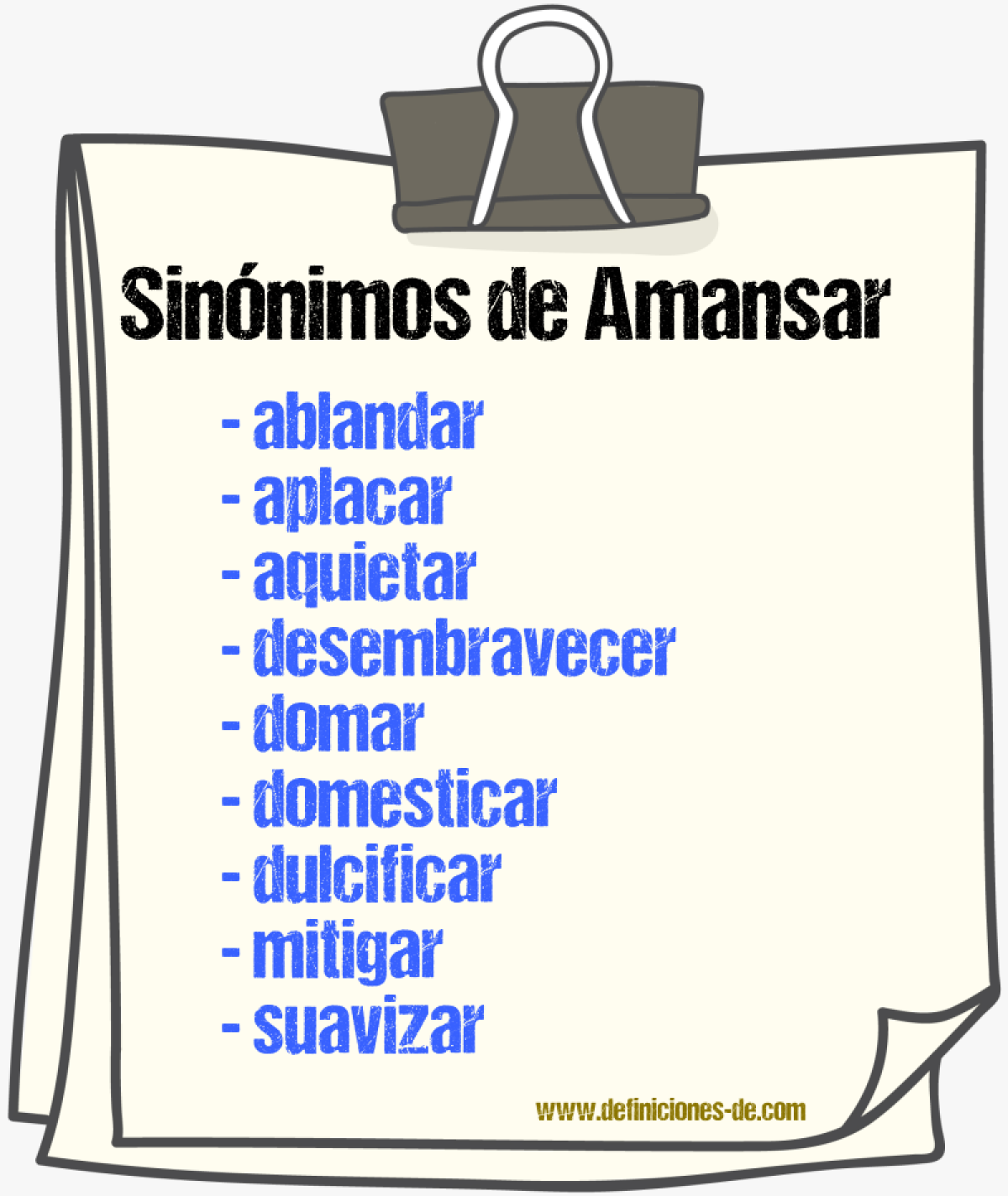 Sinnimos de amansar