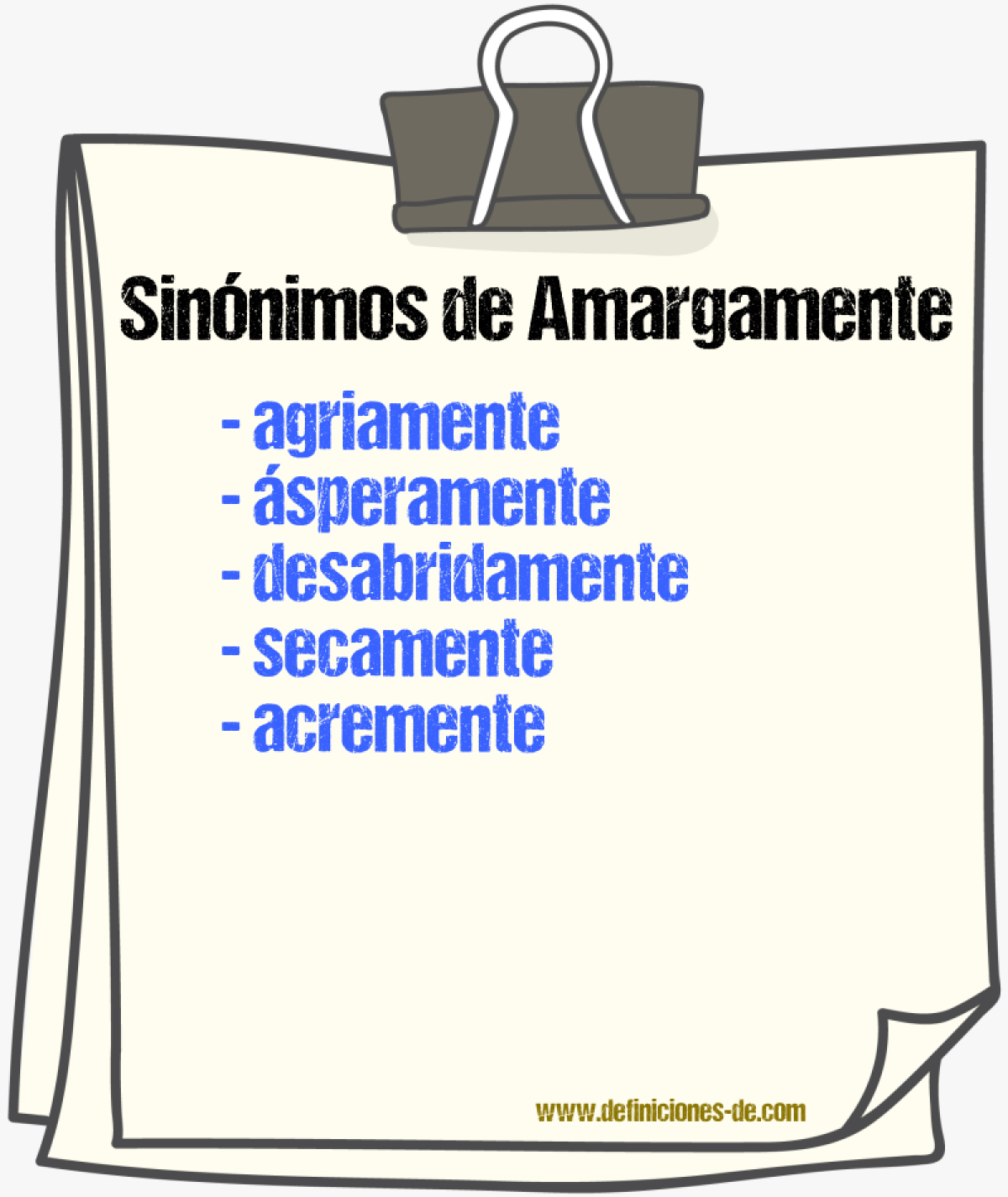 Sinnimos de amargamente