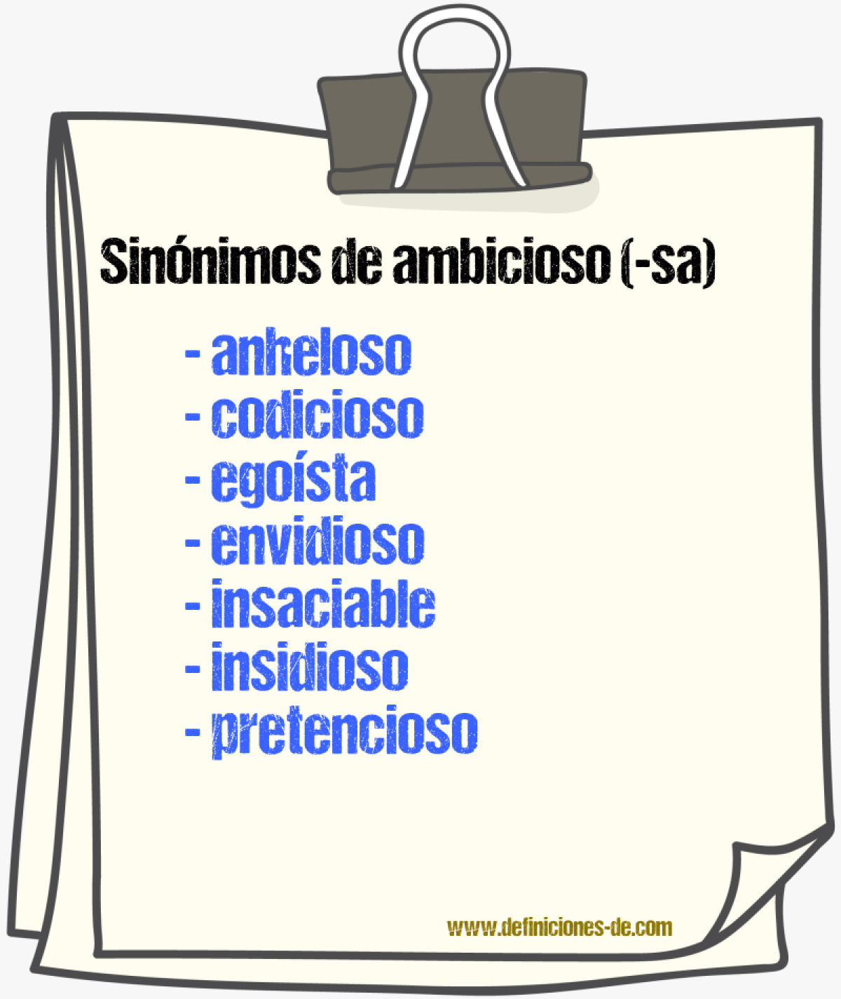 Sinnimos de ambicioso