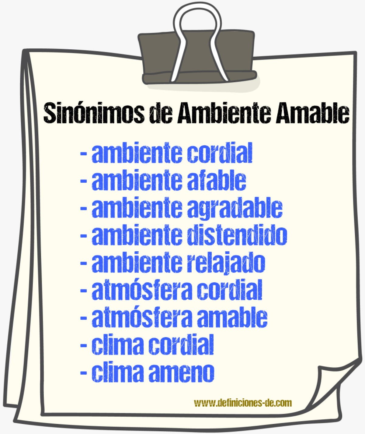 Sinónimos de ambiente amable