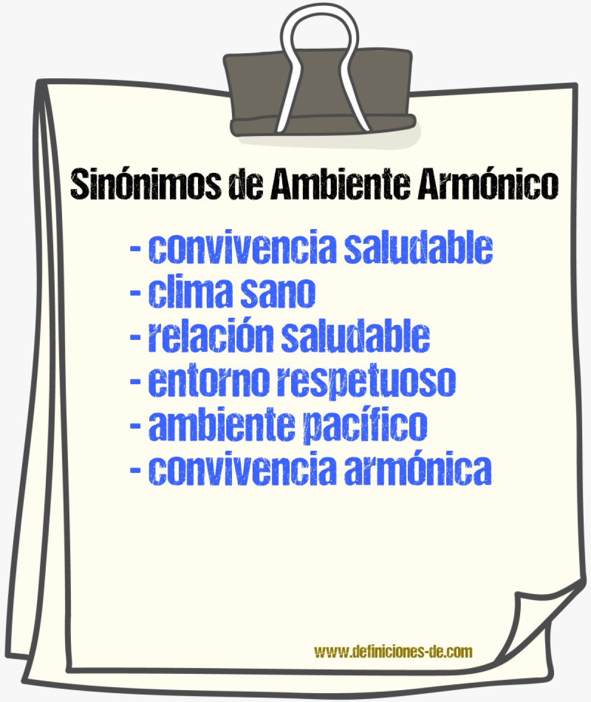 Sinónimos de ambiente armónico
