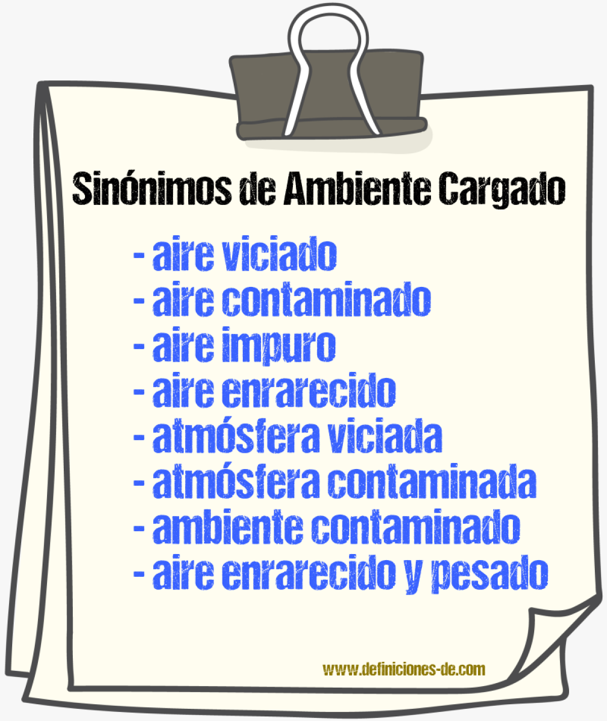 Sinónimos de ambiente cargado