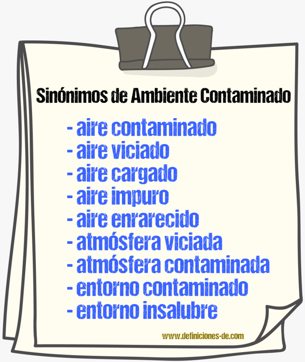 Sinónimos de ambiente contaminado