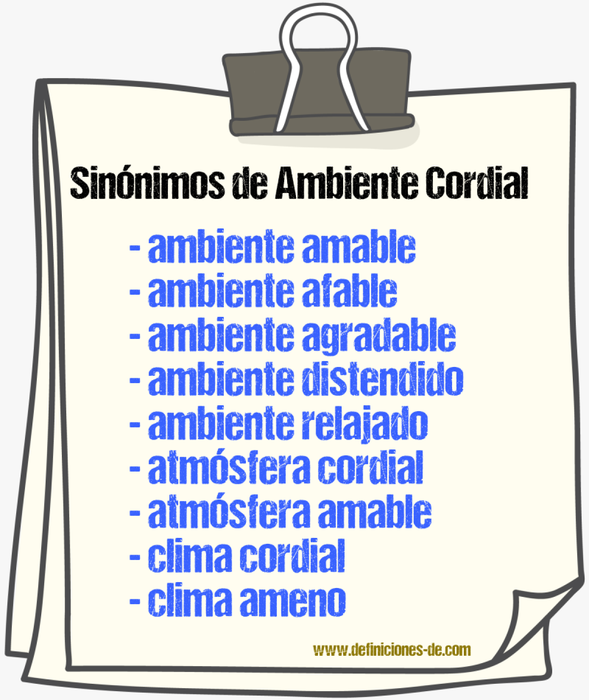 Sinónimos de ambiente cordial