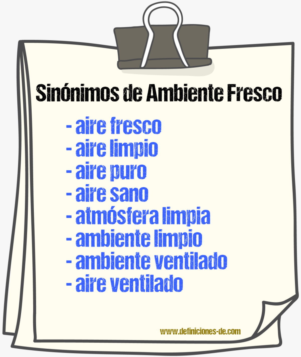 Sinónimos de ambiente fresco