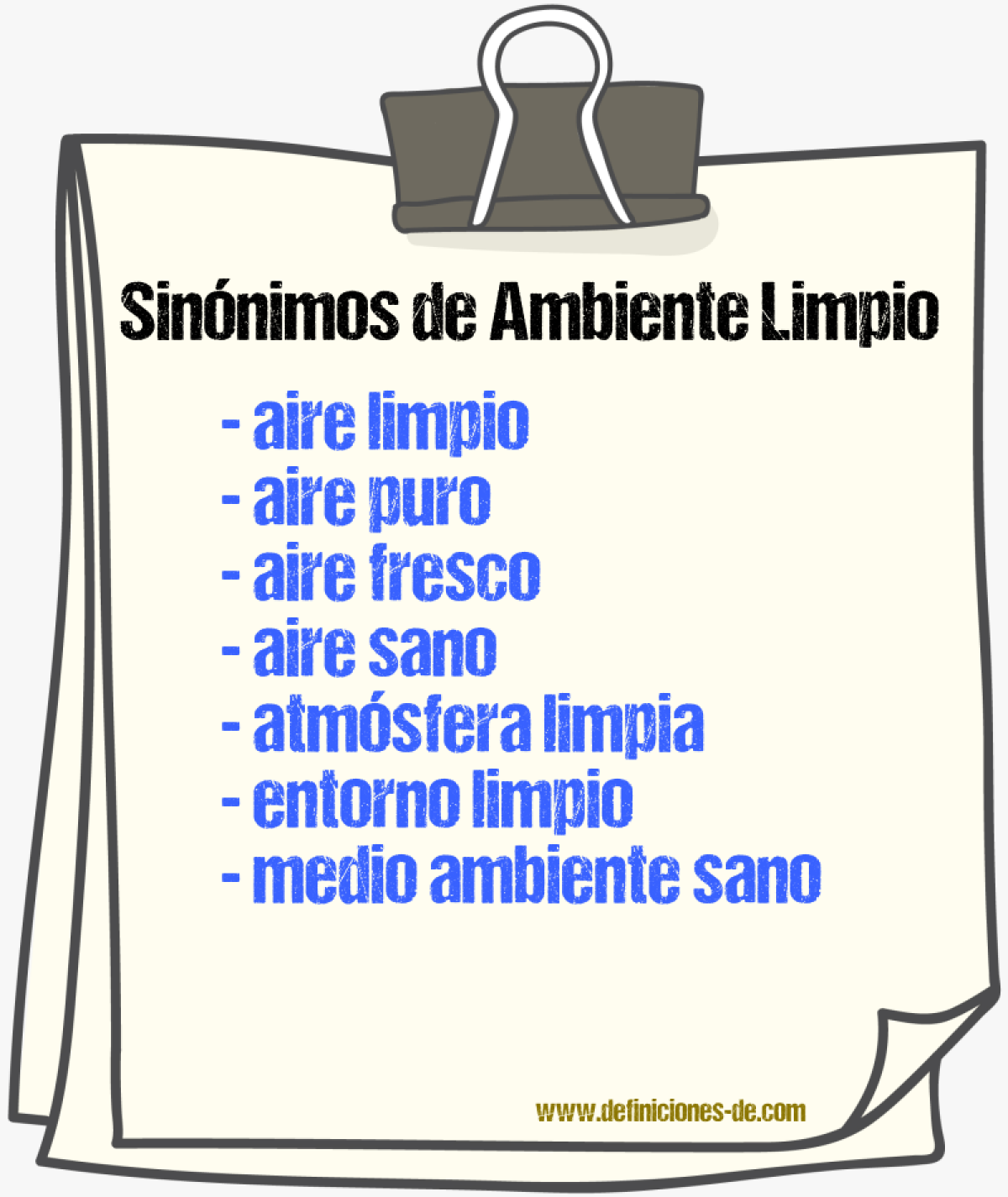 Sinónimos de ambiente limpio