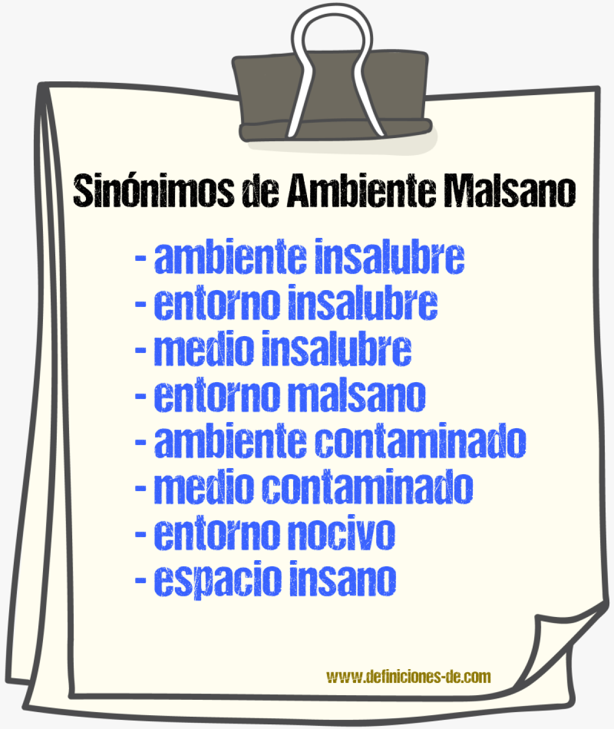 Sinónimos de ambiente malsano