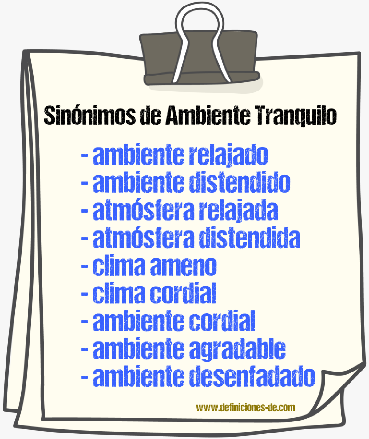 Sinónimos de ambiente tranquilo