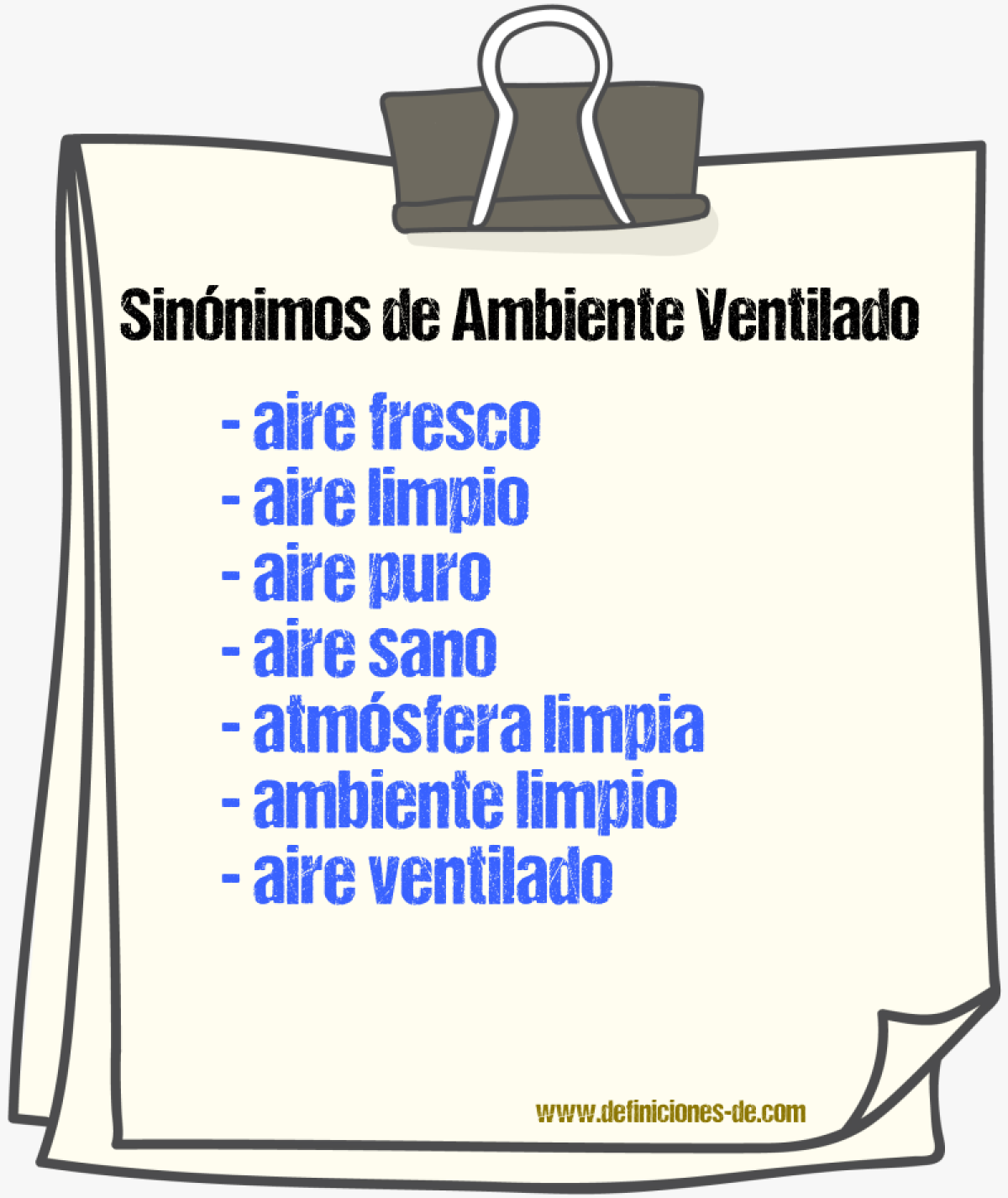 Sinónimos de ambiente ventilado