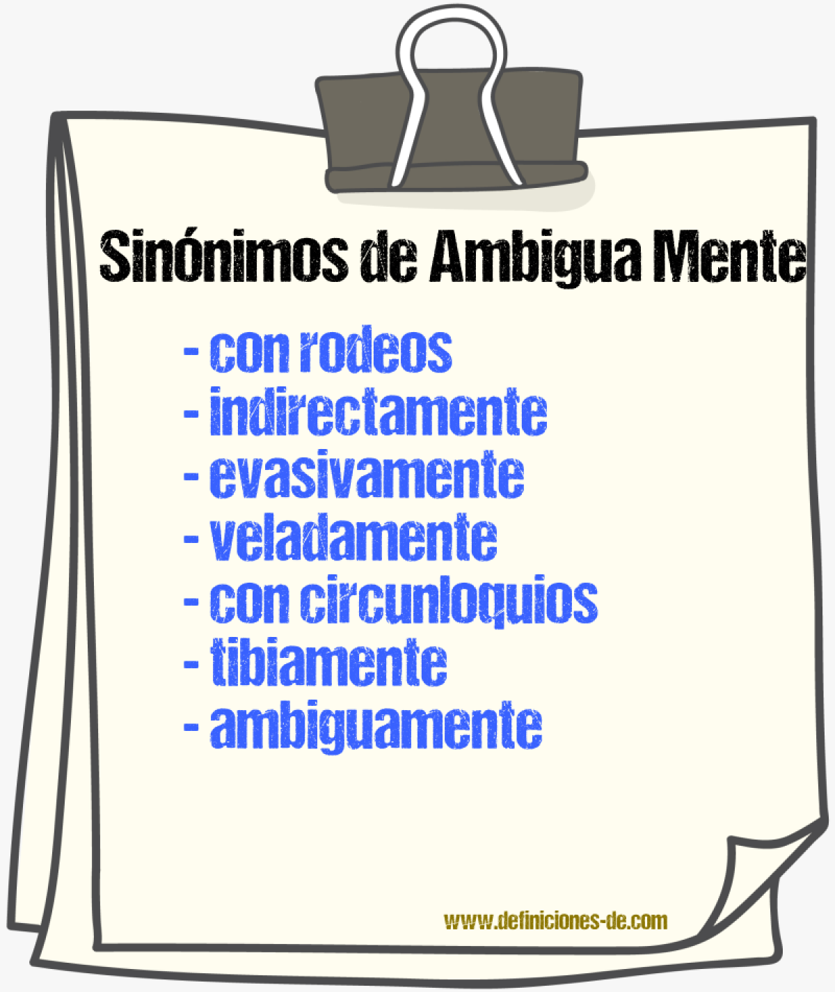Sinónimos de ambigua mente