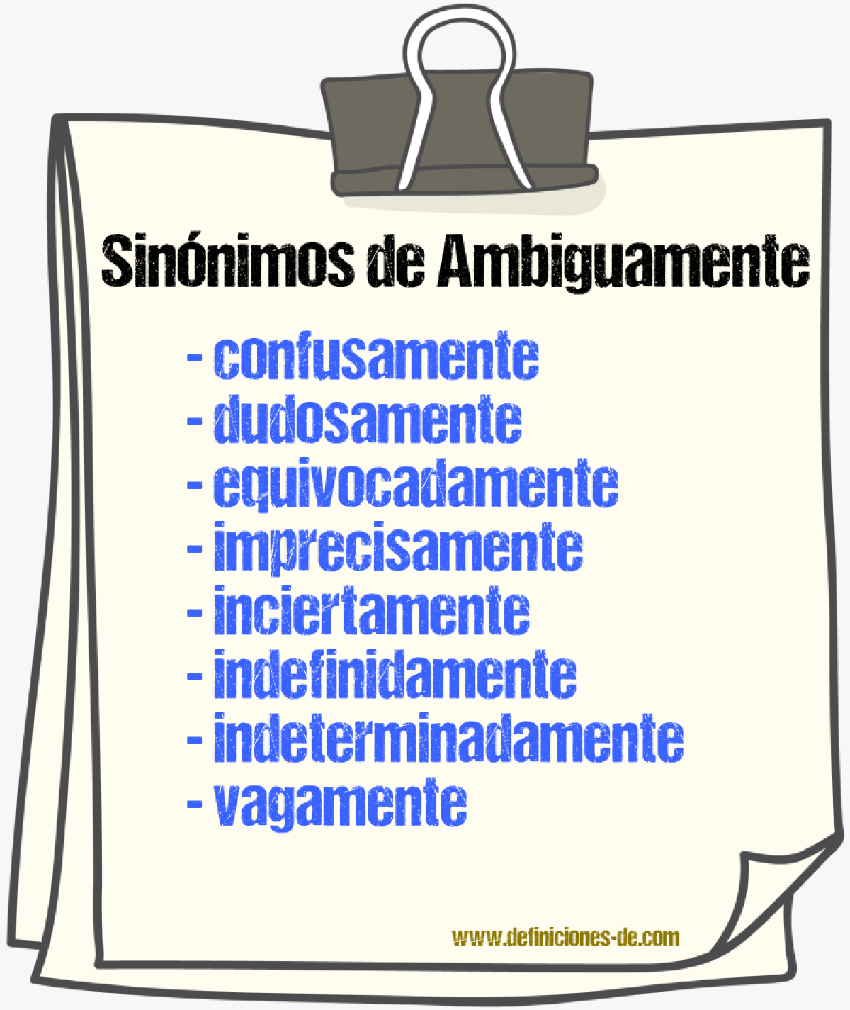 Sinnimos de ambiguamente