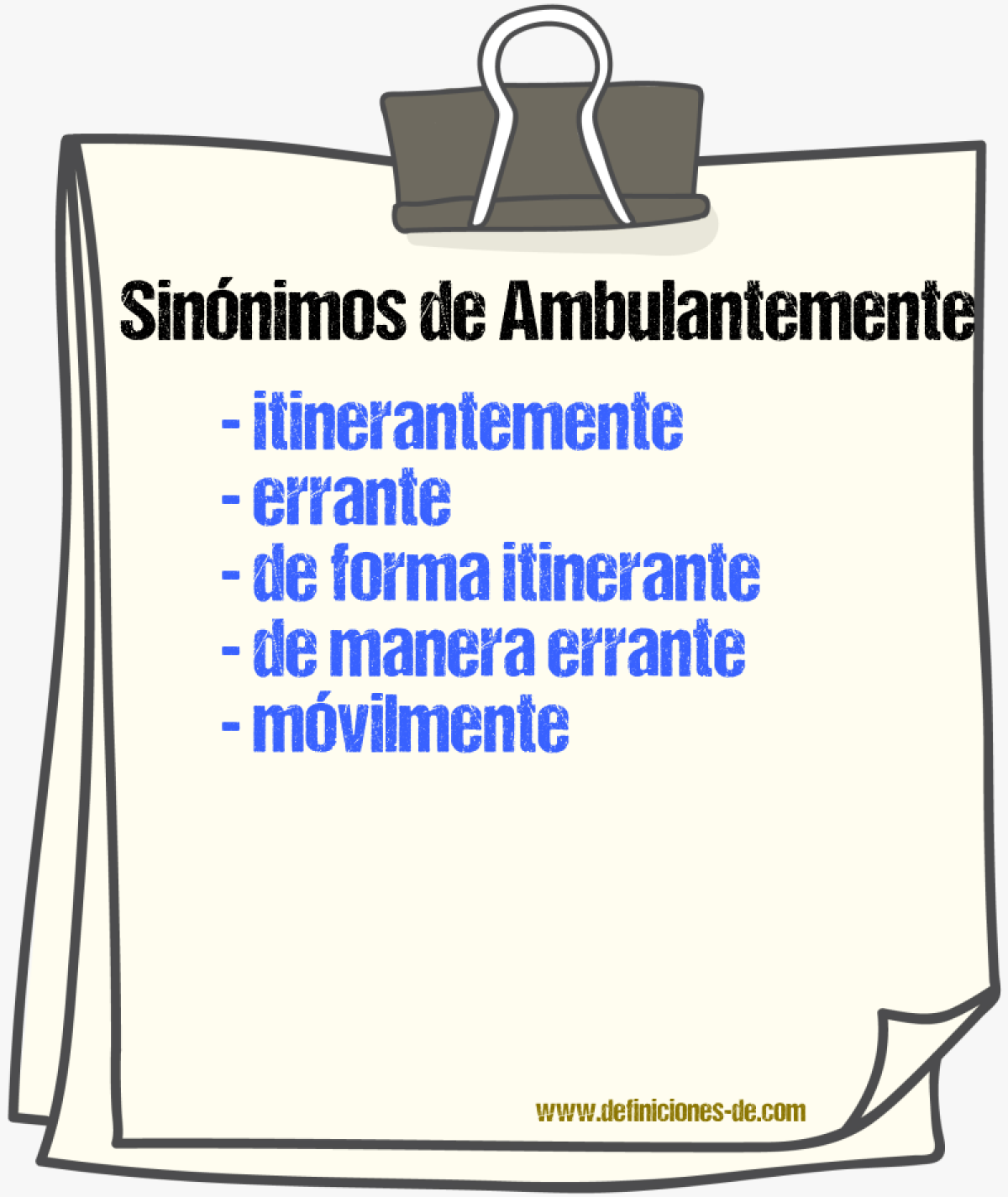 Sinónimos de ambulantemente