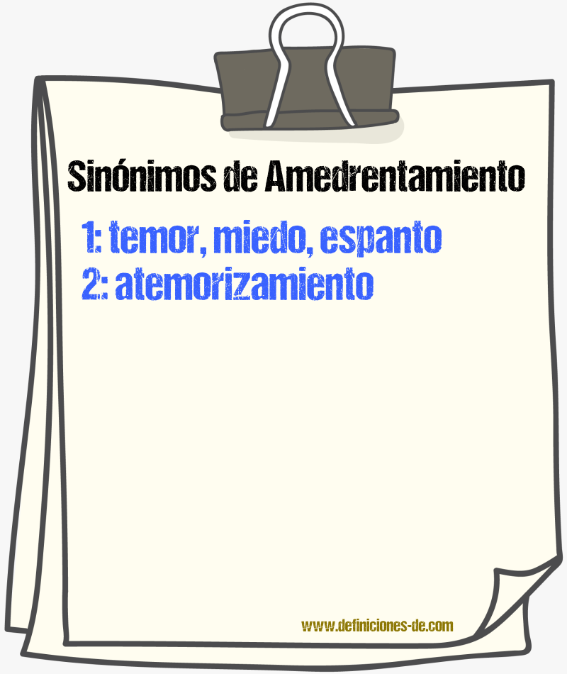 Sinnimos de amedrentamiento