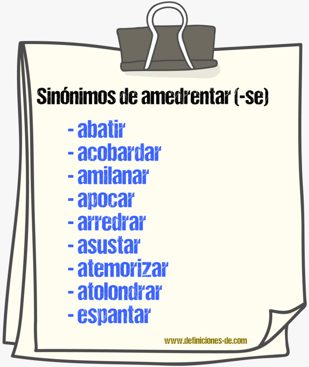 Sinnimos de amedrentar