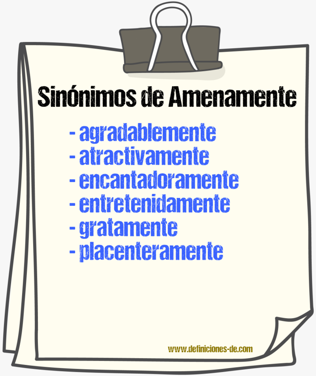 Sinnimos de amenamente